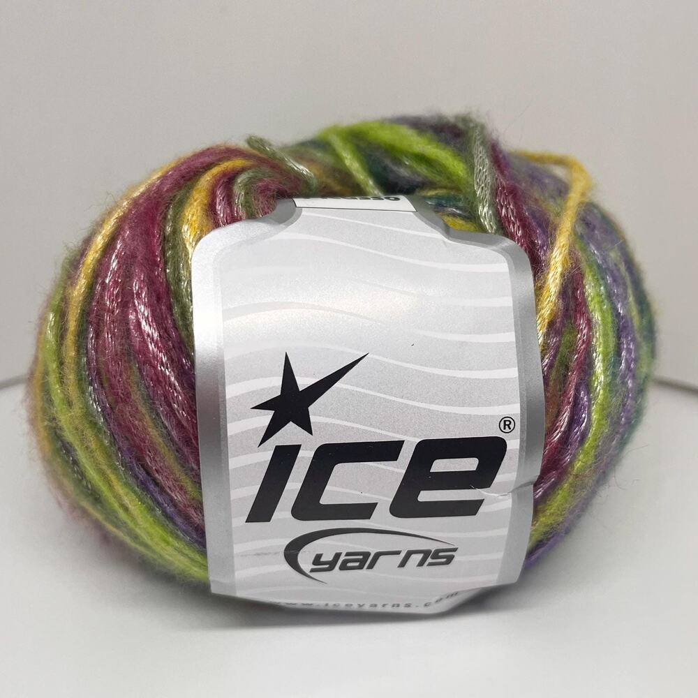ICE Yarns Picasso Yarn, Greens Pink Purple Variegated